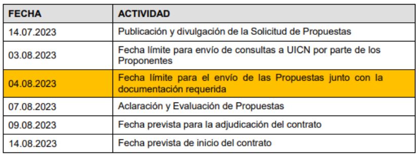 CRONOGRAMA DEL PROCESO DE CONTRATACIÓN